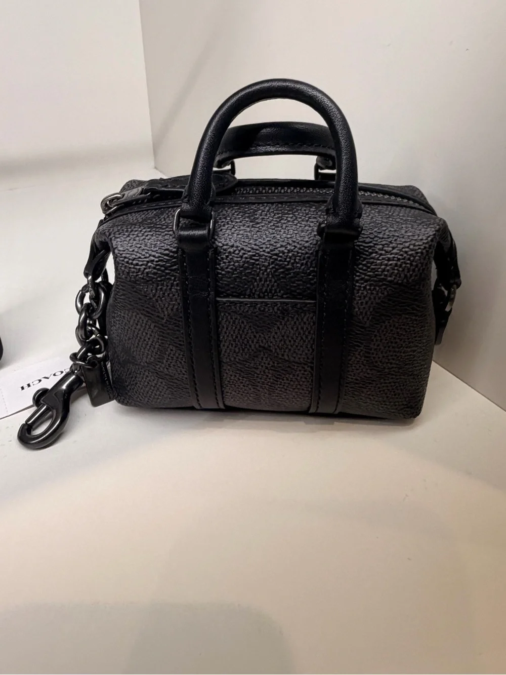 Coach Black Signature Small Key chain/bag charm new